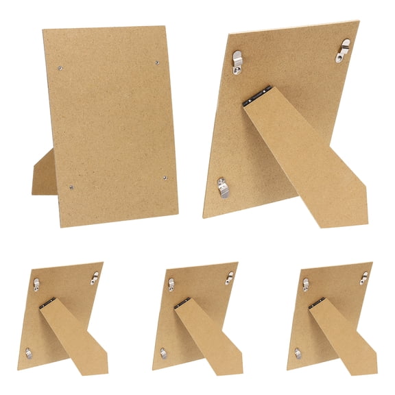 Uxcell 5Pcs Easel Back for Picture Frame, 5" x 7" Replacement Picture Frame Easel Back with Hinged Hangers DIY Photo Backing Board for Photo Frames Tiles, Tabletop Wall Display, Wooden