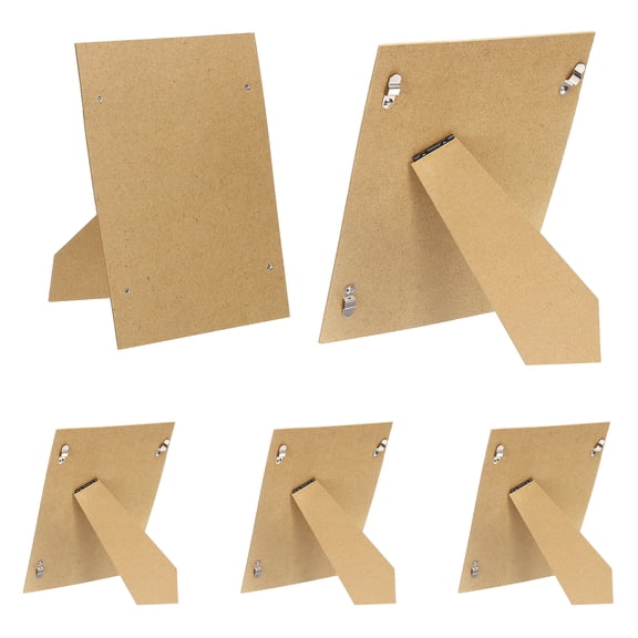Uxcell 5Pcs Easel Back for Picture Frame, 6" x 8" Replacement Picture Frame Easel Back with Hinged Hangers DIY Photo Backing Board for Photo Frames Tiles, Tabletop Wall Display, Wooden