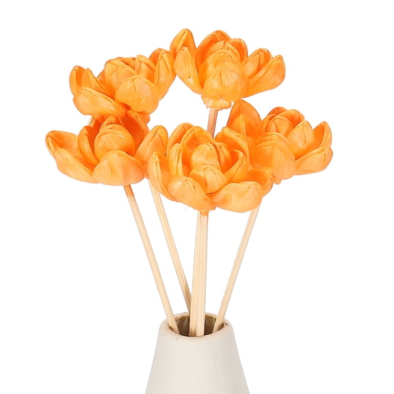 Uxcell 5Pcs Flower Scent Diffuser Sticks, 8.7 Inch Natural Oil Aroma Reed Diffuser Stick with Aromatherapy Lotus Flowers Decoration for Home Bathroom Meeting Room, Orange Yellow