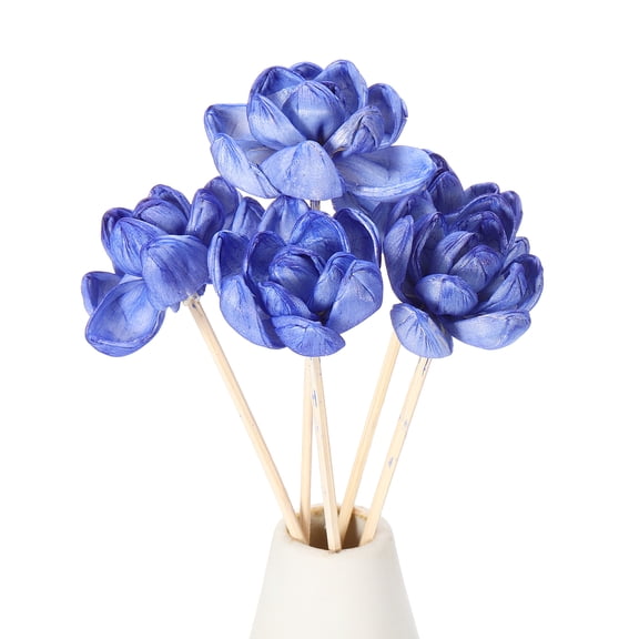 Uxcell 5Pcs Flower Scent Diffuser Sticks, 8.7 Inch Natural Oil Aroma Reed Diffuser Stick with Aromatherapy Lotus Flowers Decoration for Home Bathroom Meeting Room, Dark Blue