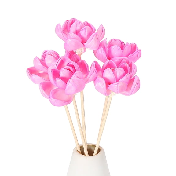 Uxcell 5Pcs Flower Scent Diffuser Sticks, 8.7 Inch Natural Oil Aroma Reed Diffuser Stick with Aromatherapy Lotus Flowers Decoration for Home Bathroom Meeting Room, Pink
