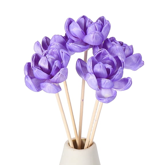 Uxcell 5Pcs Flower Scent Diffuser Sticks, 8.7 Inch Natural Oil Aroma Reed Diffuser Stick with Aromatherapy Lotus Flowers Decoration for Home Bathroom Meeting Room, Dark Purple