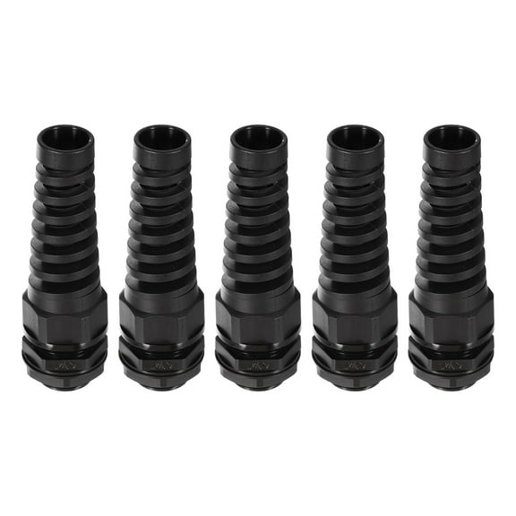 Uxcell 5Pcs G3/4" Cable Gland Waterproof Strain Relief Cord Connector Spiral Nylon Joint for 12.5-18mm Wire, Black