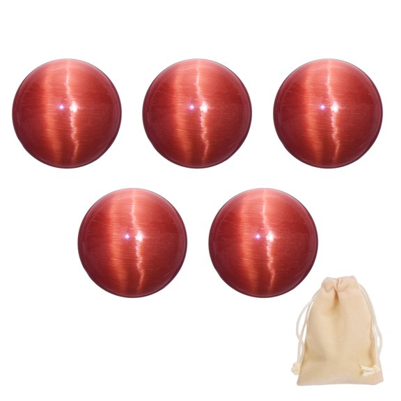 Uxcell 5Pcs Gemstone Sphere Balls, 20mm Crystal Sphere Red, Natural Quartz Ball Polished Hand Carved Crystal Balls With Flannel Bag for Garden Kitchen Bathroom Living Room Decorations