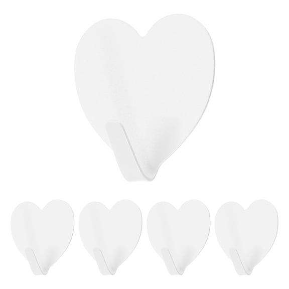 Uxcell 5Pcs Heart Shaped Decorative Wall Hooks, Metal Self Adhesive Towel Hook Heavy Duty Sticky Wall Hangers for Bathroom, Kitchen, Home and Office Hanging Keys, Coats, Beige