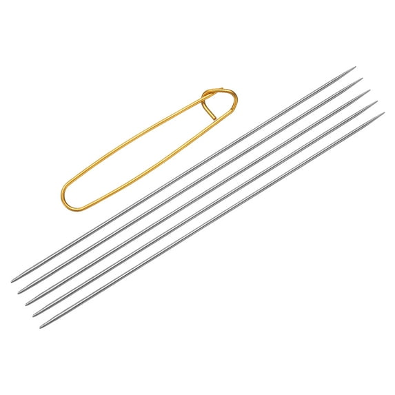 Uxcell 5Pcs Knitting Needle 1.5mm Diameter 6 Inches Stainless Steel Double Pointed Needles with Stitch Holder