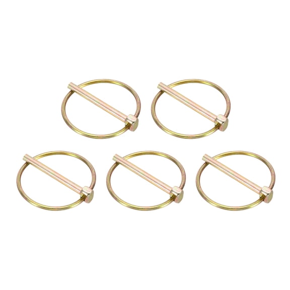 Uxcell 5Pcs Lynch Pin with Ring (3/16" x 1-3/4") - Heavy Duty Linch Pins Shaft Locking Pin Clips Carbon Steel, for Farm Tractors Trucks Lawn Mowers Trailers Trolley, Gold