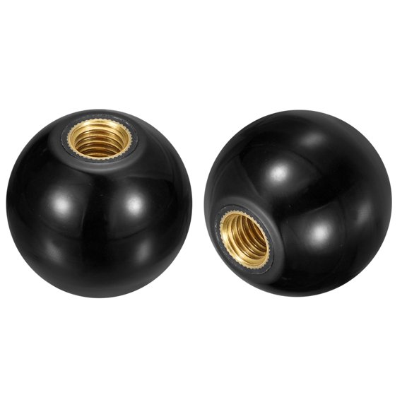 Uxcell 5Pcs M12 Copper Thread 40mm Dia Threaded Ball Knobs for Machine Handle, Black