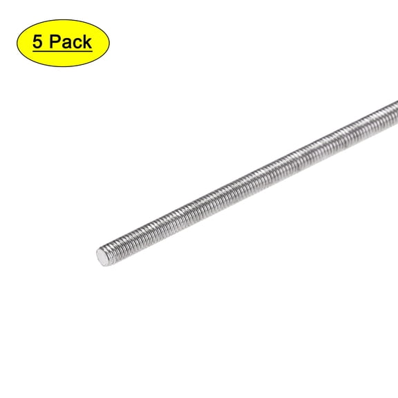 Uxcell 5Pcs M3 x 300mm Fully Threaded Rod 304 Stainless Steel Right Hand Threads