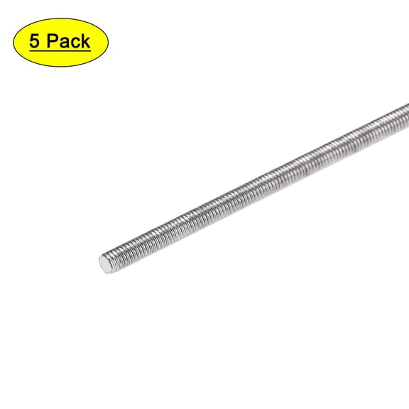 Uxcell 5Pcs M3 x 400mm Fully Threaded Rod 304 Stainless Steel Right Hand Threads