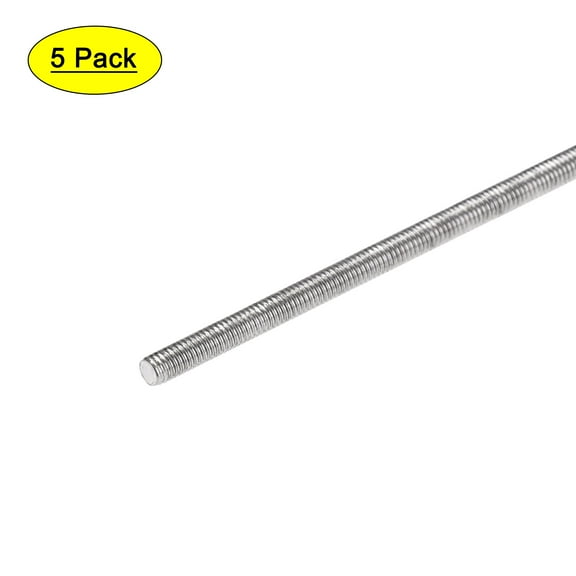Uxcell 5Pcs M3 x 500mm Fully Threaded Rod 304 Stainless Steel Right Hand Threads