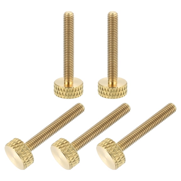 Uxcell 5Pcs M3x20mm Brass Knurled Thumb Screws, Flat Grip Bolt Knobs Fasteners Solid Brass Diamond Knurled Thumb Screws Knobs for Electronic, Mechanical