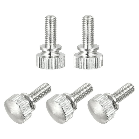 Uxcell 5Pcs M4x10mm Knurled Thumb Screws, Brass Nickel Plated Shoulder Bolts Grip Knobs Fasteners for Electronic, Mechanical, Nickel White