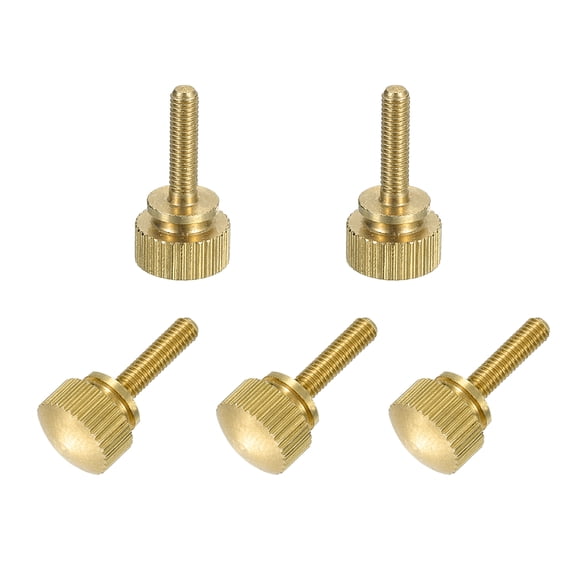 Uxcell 5 Pcs Brass Knurled Thumb Screws M3 x 0.47 inch Shoulder Bolts Stepped Grip Knobs Fasteners for Electronic Mechanical