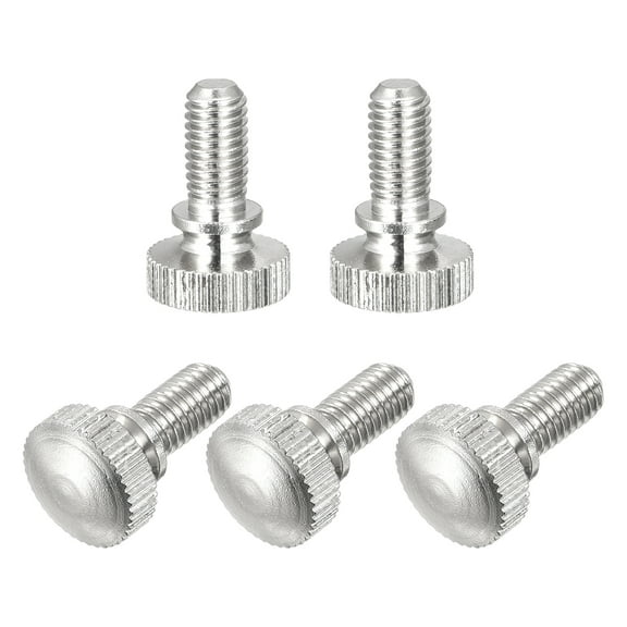 Uxcell 5Pcs M5x10mm Knurled Thumb Screws, Brass Nickel Plated Shoulder Bolts Grip Knobs Fasteners for Electronic, Mechanical, Nickel White