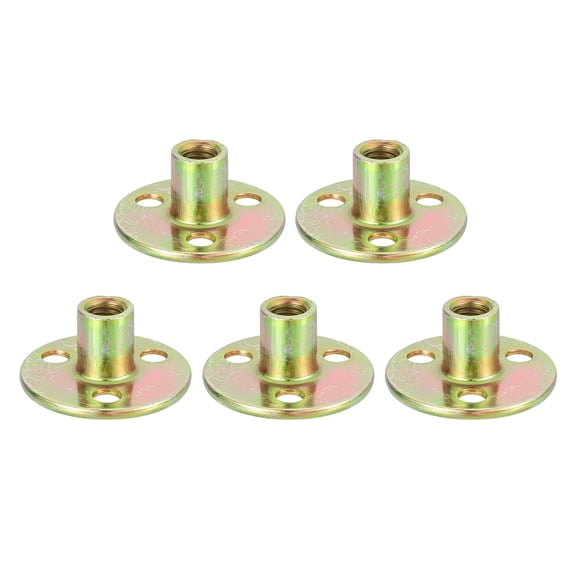 Uxcell 5Pcs M8 Brad Hole Tee Nuts Manganese Steel Round Base Nut for Wood