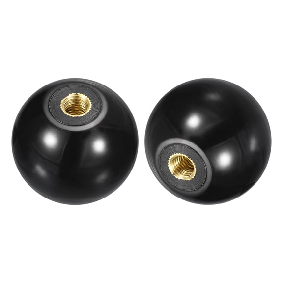 Uxcell 5Pcs M8 Copper Thread 40mm Dia Threaded Ball Knobs for Machine Handle, Black