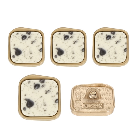 Uxcell 5Pcs Metal Vintage Buttons,15mm Fashion Flat Square Sewing Buttons with Shank for DIY Garment Blazer Suit Coats Jacket Fashionable Clothing Accessories, White