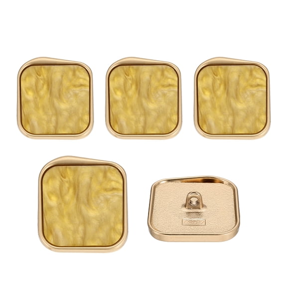 Uxcell 5Pcs Metal Vintage Buttons,30mm Fashion Flat Square Sewing Buttons with Shank for DIY Garment Blazer Suit Coats Jacket Fashionable Clothing Accessories, Yellow