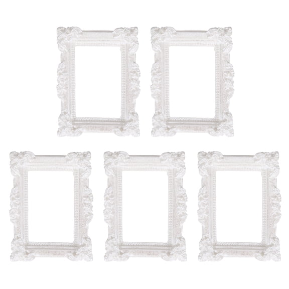 Uxcell 5Pcs Mini Vintage Frames, 1.2x0.8" Mini Tiny Photo Frame Rectangle for DIY Table Top Photography Wedding Christmas Decoration, White