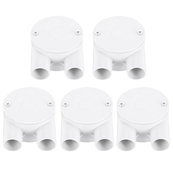 Uxcell 5Pcs Conduit Box Junction Box Outdoor Cable Connectors 4 Way Round Wire Box Connectors Circuit 20mm with Cover