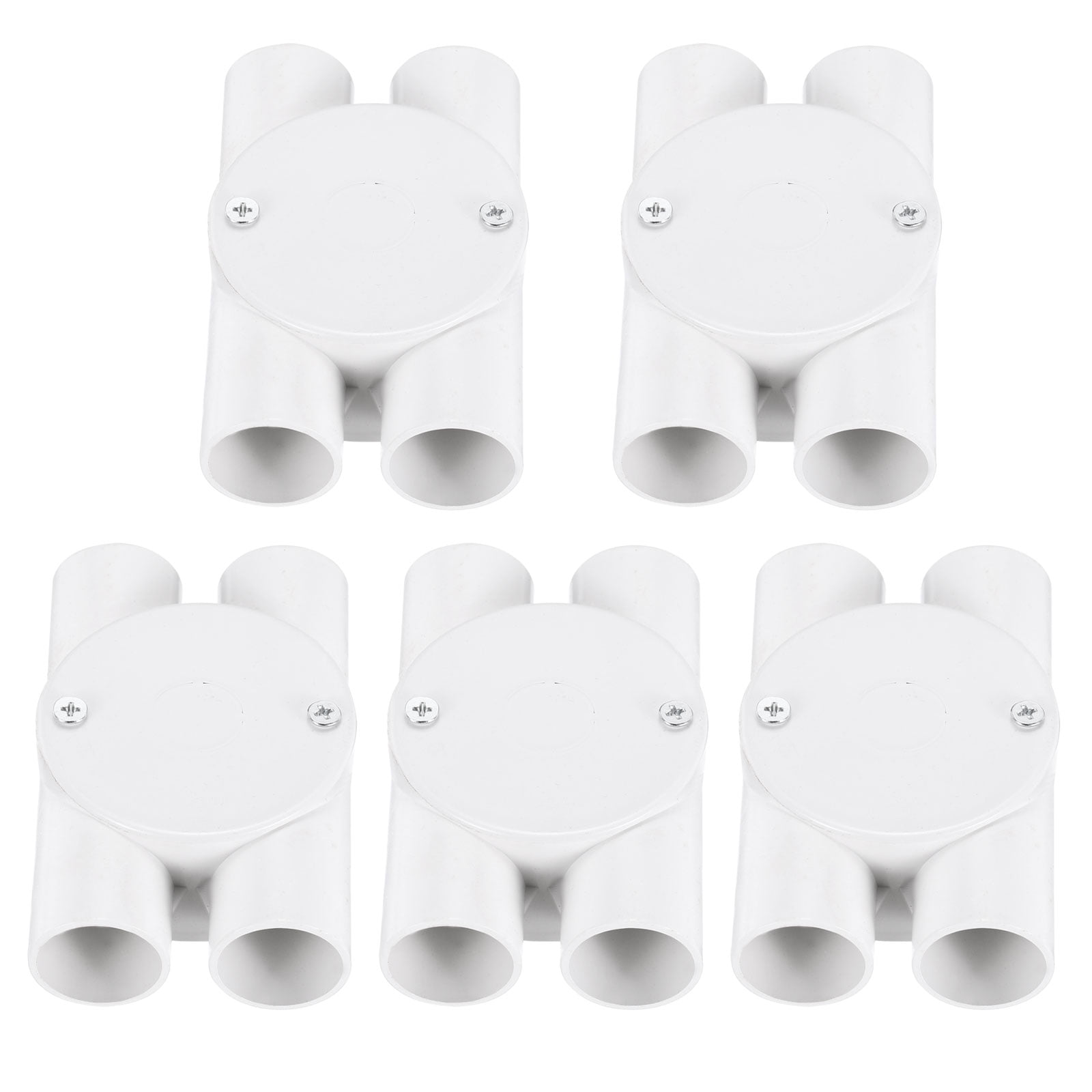 Uxcell 5Pcs Conduit Box Junction Box Outdoor Cable Connectors, 4 Way Round Wire Box Connectors Circuit 25mm with Cover
