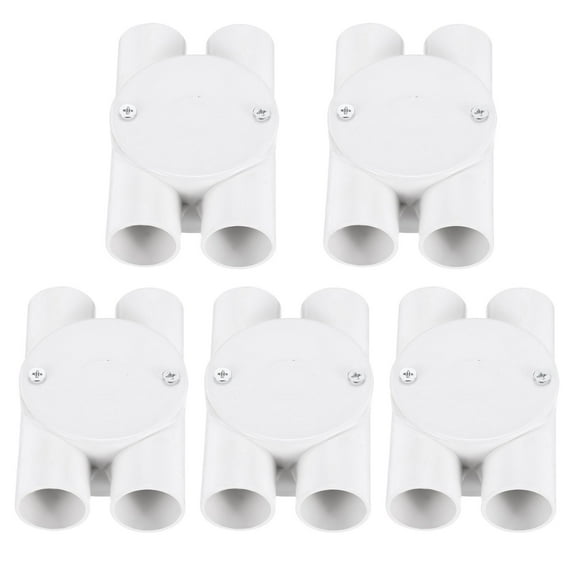 Uxcell 5Pcs Conduit Box Junction Box Outdoor Cable Connectors, 4 Way Round Wire Box Connectors Circuit 25mm with Cover