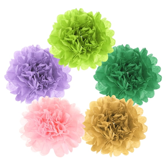 15Pcs Paper Pom Poms, 10 Inch Paper Flowers for Birthdays Party Multicolor