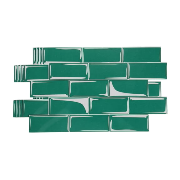 Uxcell 5Pcs Peel and Stick Backsplash Tiles 9.4" x 4.7" 3D Thickened Mable Texture Self-Adhesive Tile Stickers Wallpaper Wall for Kitchen Bathroom Bedroom, Dark Green