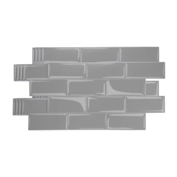 Uxcell 5Pcs Peel and Stick Backsplash Tiles 9.4" x 4.7" 3D Thickened Mable Texture Self-Adhesive Tile Stickers Wallpaper Wall for Kitchen Bathroom Bedroom, Gray