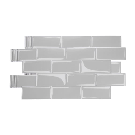 Uxcell 5Pcs Peel and Stick Backsplash Tiles 9.4" x 4.7" 3D Thickened Mable Texture Self-Adhesive Tile Stickers Wallpaper Wall for Kitchen Bathroom Bedroom, Gray