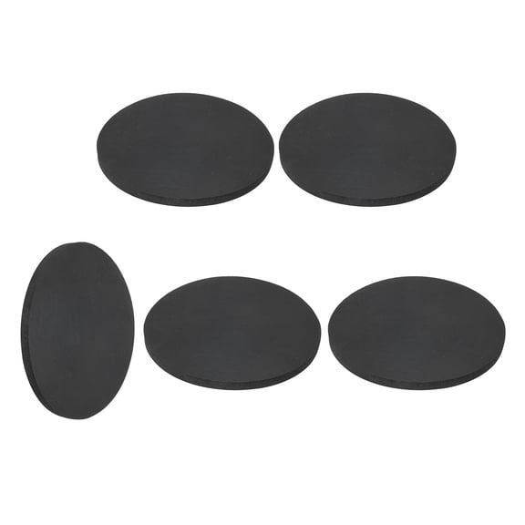 Uxcell 5Pcs Rubber Solid Discs Washers, 85mm OD x 4mm Thick Anti Slip Bumper Pads Non-Adhesive Rubber Spacers Flat Round Gasket Pad for Furniture Appliances DIY Craft, Black