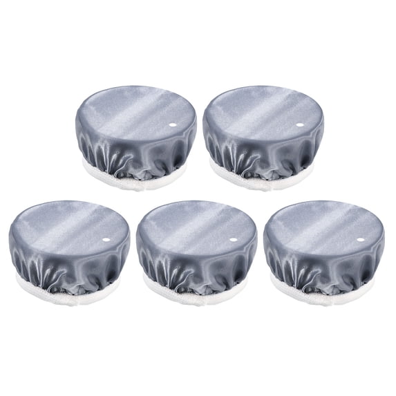 Uxcell 5Pcs Satin Fabric Drink Cover Scrunchie for Alcohol Protection Party, Denim Blue