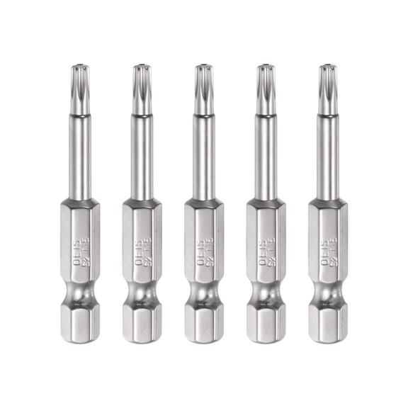 Uxcell 5Pcs Security Torx Bit 1/4" Hex Shank 2" Long Drill Bits T15 Torx Star S2 Steel Tamper Resistant Screwdriver Bit