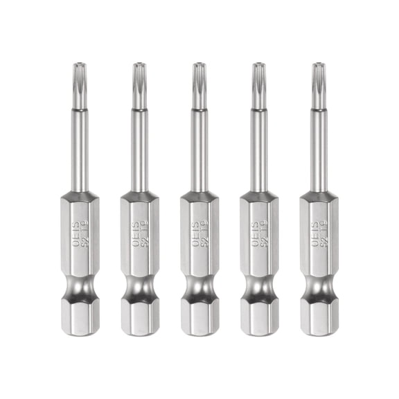 Uxcell 5Pcs Security Torx Bit 1/4" Hex Shank 2" Long Drill Bits T9 Torx Star S2 Steel Tamper Resistant Screwdriver Bit