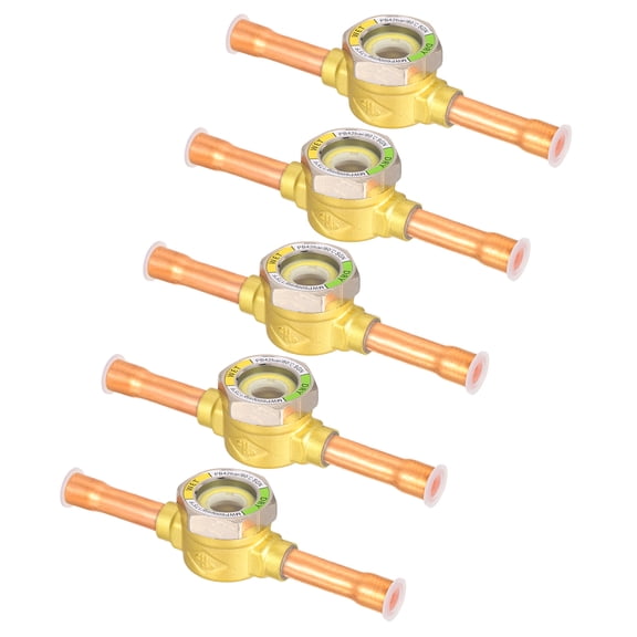 Uxcell 5Pcs Sight Glass 3/8 Inch Universal Liquid Moisture Indicator Soldering AC Fitting for Air Conditioning Refrigeration HVAC System