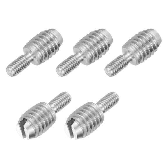 Uxcell 5Pcs Slotted Head M3x6 to M6x8 Double End Threaded Stud Screw Bolt, 14mm L