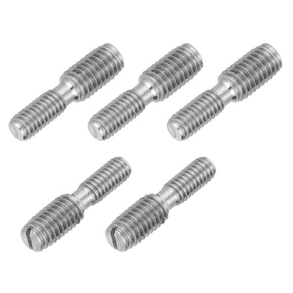 Uxcell 5Pcs Slotted Head M4x10 to M5x10 Double End Threaded Stud Screw Bolt, 20mm L