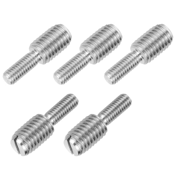 Uxcell 5Pcs Slotted Head M6x15 to M10x15 Double End Threaded Stud Screw Bolt, 30mm L
