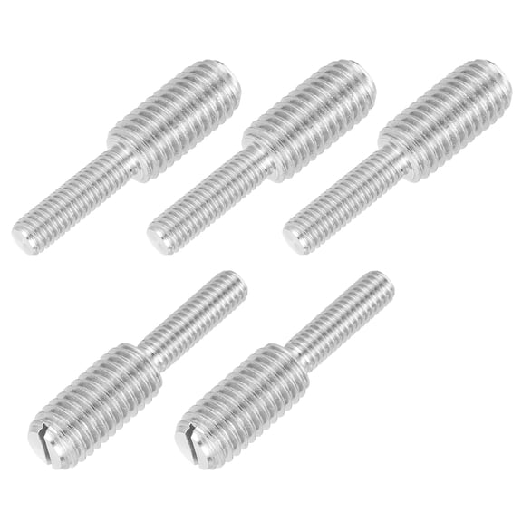 Uxcell 5Pcs Slotted Head M6x20 to M10x20 Double End Threaded Stud Screw Bolt, 40mm L