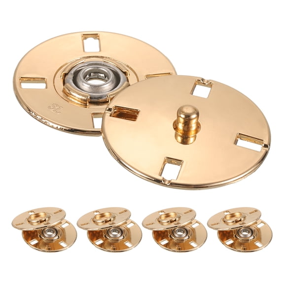 Uxcell 5Pcs Snap Buttons, Metal Invisible Buckle Fasteners Press Studs Buttons for Clothing Sewing (Gold, 23mm)