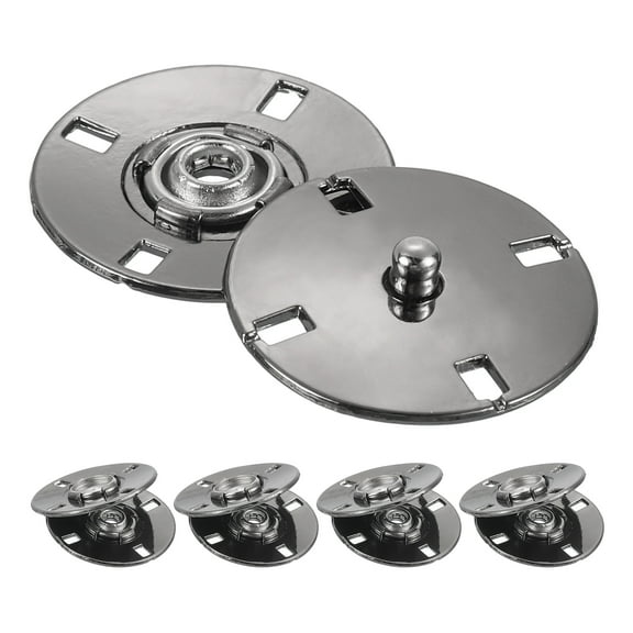 Uxcell 5Pcs Snap Buttons, Metal Invisible Buckle Fasteners Press Studs Buttons for Clothing Sewing (Gun Black, 25mm)