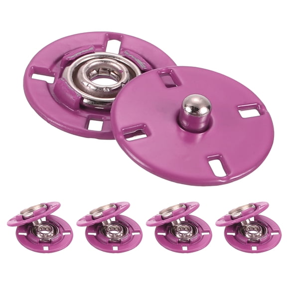 Uxcell 5Pcs Snap Buttons, Metal Invisible Buckle Fasteners Press Studs Buttons for Clothing Sewing (Rose Red, 18mm)