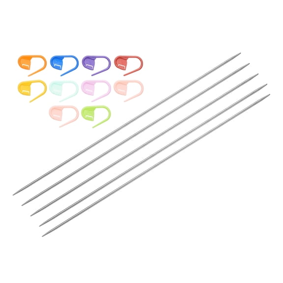Uxcell 5Pcs US 0(2mm) Double Pointed Knitting Needle with 10 Stitch Marker for Handmade Projects