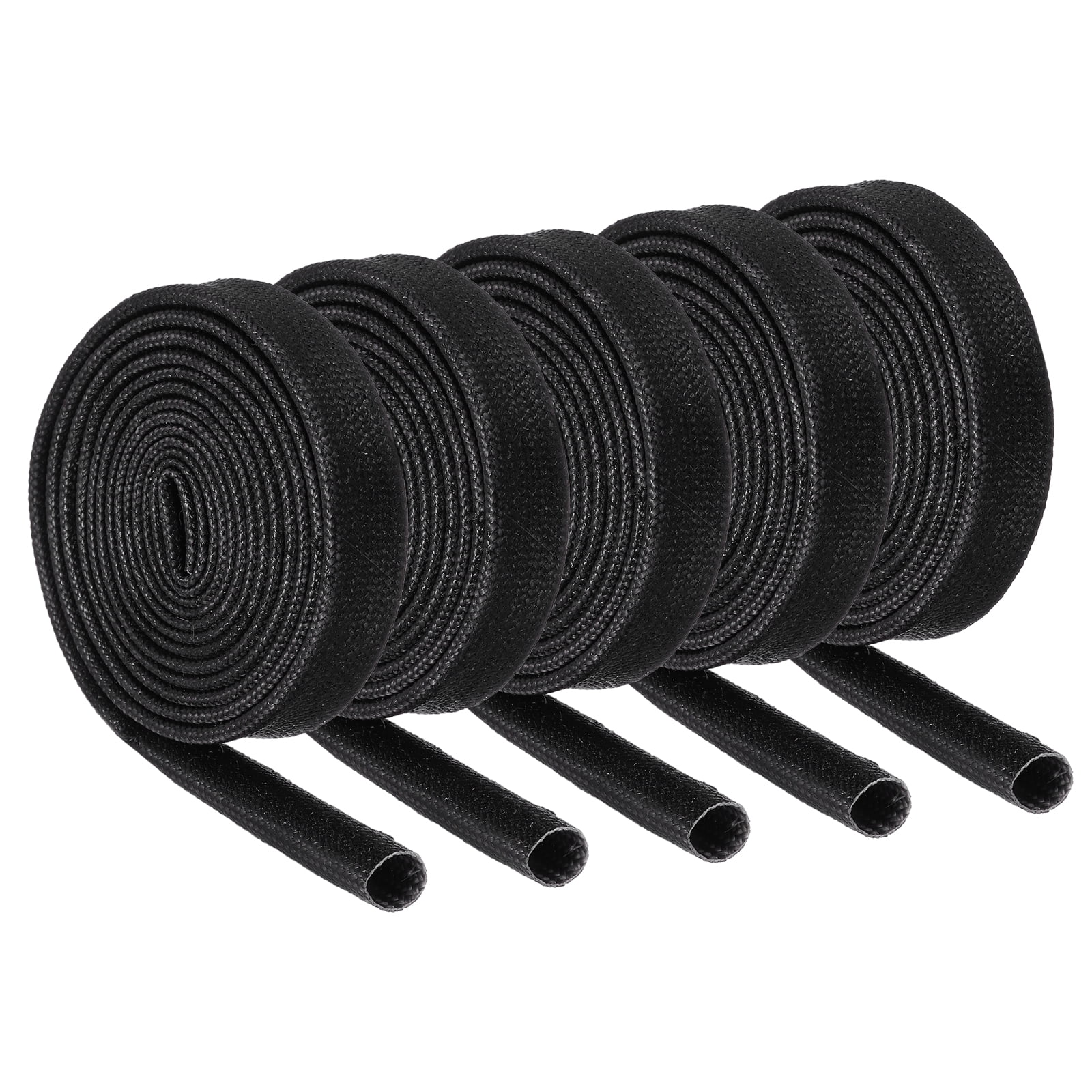 Uxcell 5Pcs Wire Insulation Braid Fire Sleeve,5.28Ft-5mm ID Black, High ...