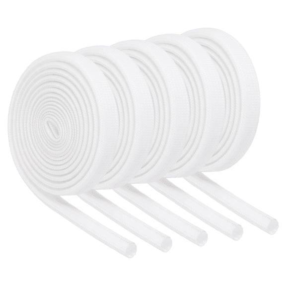Uxcell 5Pcs Wire Insulation Braid  Fire Sleeve,5.28Ft-5mm ID White, High Temp Silicone Coated Fiberglass Sleeving