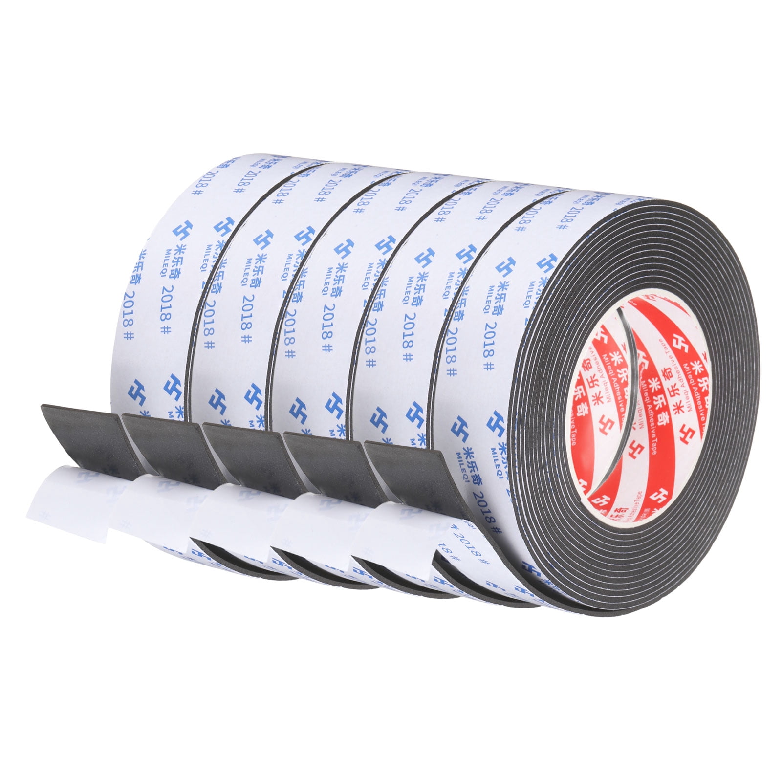 Uxcell 5Roll Sponge Rubber Foam Tape, 1 3/16" W x 5/64" t x 16.4ft l Self-Adhesive Foam Insulation Tape Weather Stripping for Window Door Soundproofing Weatherstrip AC Seal Strip, Black