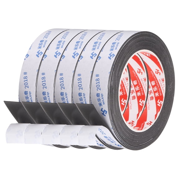 Uxcell 5Roll Sponge Rubber Foam Tape, 25/32" W x 5/64" t x 16.4ft l Self-Adhesive Foam Insulation Tape Weather Stripping for Window Door Soundproofing Weatherstrip AC Seal Strip, Black