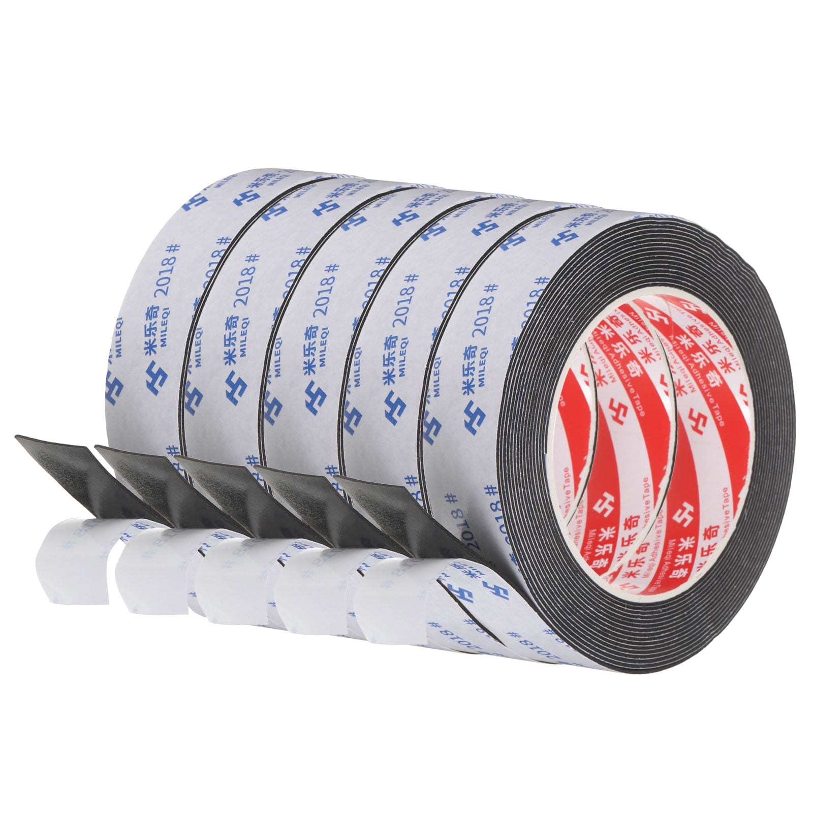 Uxcell 5Roll Sponge Rubber Foam Tape, 63/64" W x 5/64" t x 16.4ft l Self-Adhesive Foam Insulation Tape Weather Stripping for Window Door Soundproofing Weatherstrip AC Seal Strip, Black