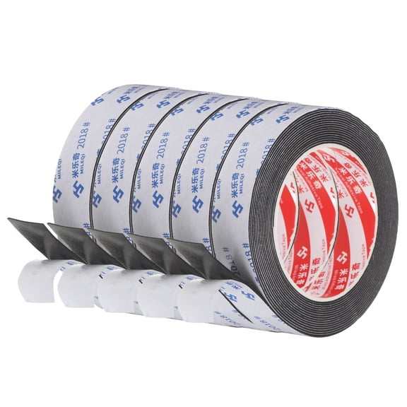 Uxcell 5Roll Sponge Rubber Foam Tape, 63/64" W x 5/64" t x 16.4ft l Self-Adhesive Foam Insulation Tape Weather Stripping for Window Door Soundproofing Weatherstrip AC Seal Strip, Black